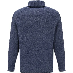 Blue Alpaca Leather Turtleneck
