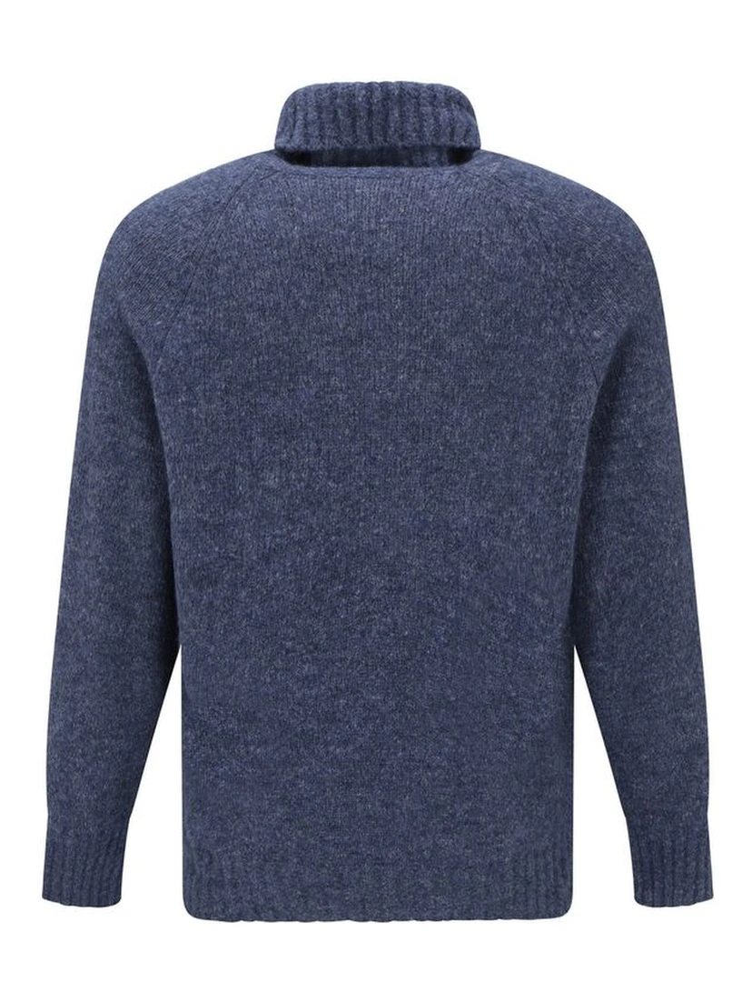 Blue Alpaca Leather Turtleneck
