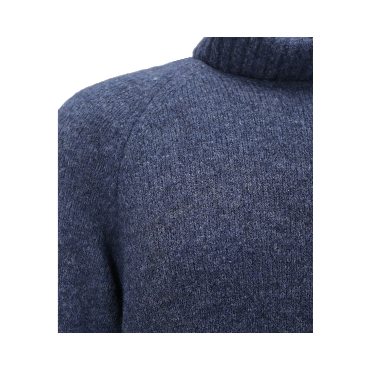 Blue Alpaca Leather Turtleneck