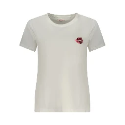 White Cotton Women T-Shirt