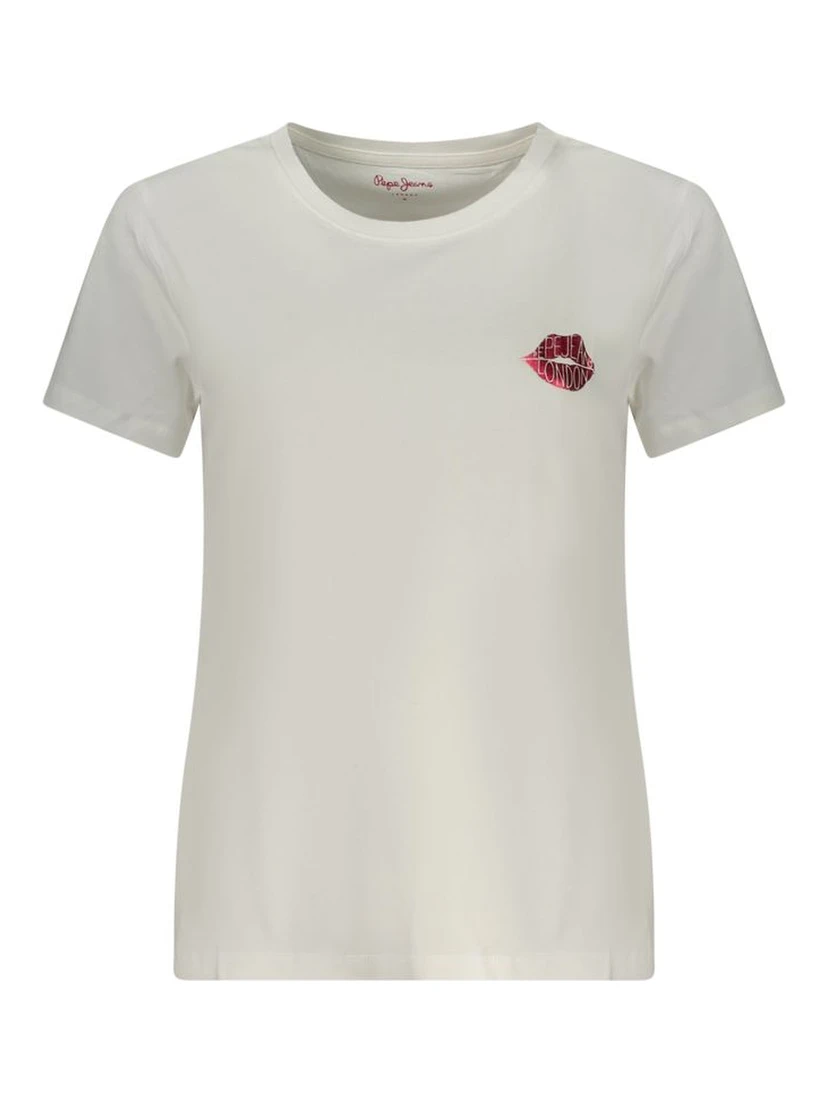 White Cotton Women T-Shirt