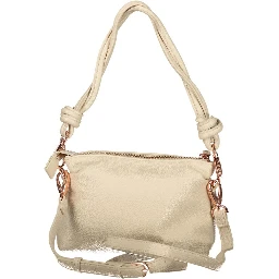 Beige Polyurethane Women Handbag