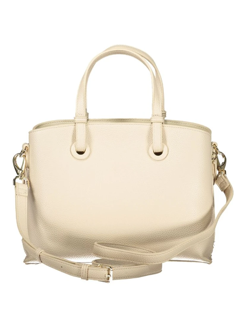 Beige Polyurethane Women Handbag