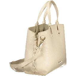 Beige Polyurethane Women Handbag