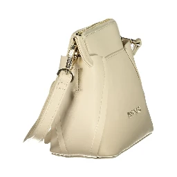 Beige Polyurethane Women Handbag