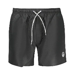 Black Polyester Men's Swim Boxer
