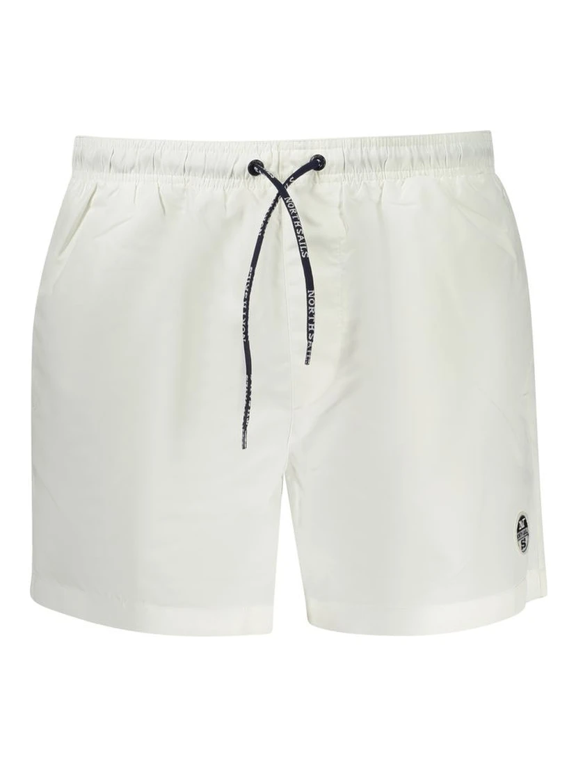 White Polyester Men's Swim Boxer