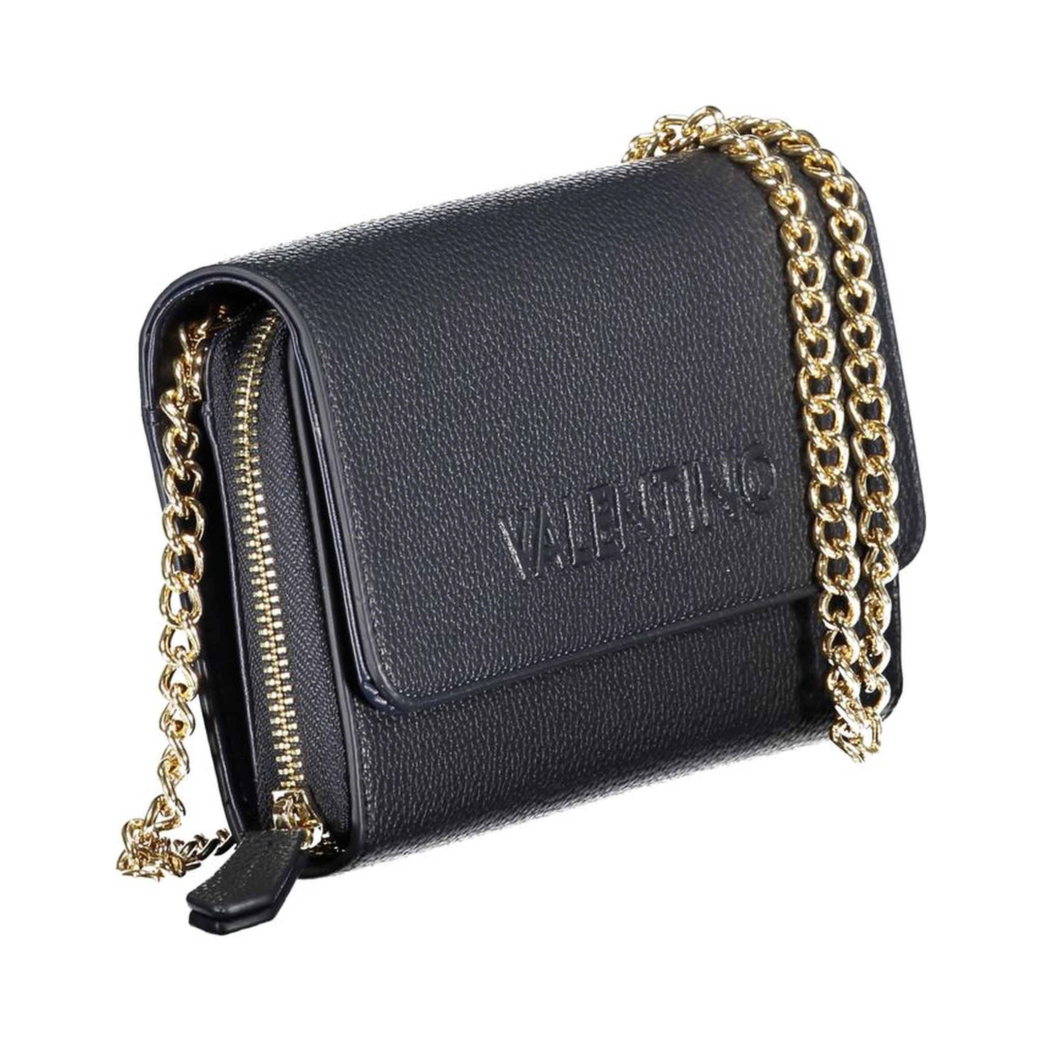 Blue Polyurethane Women Wallet with Chain