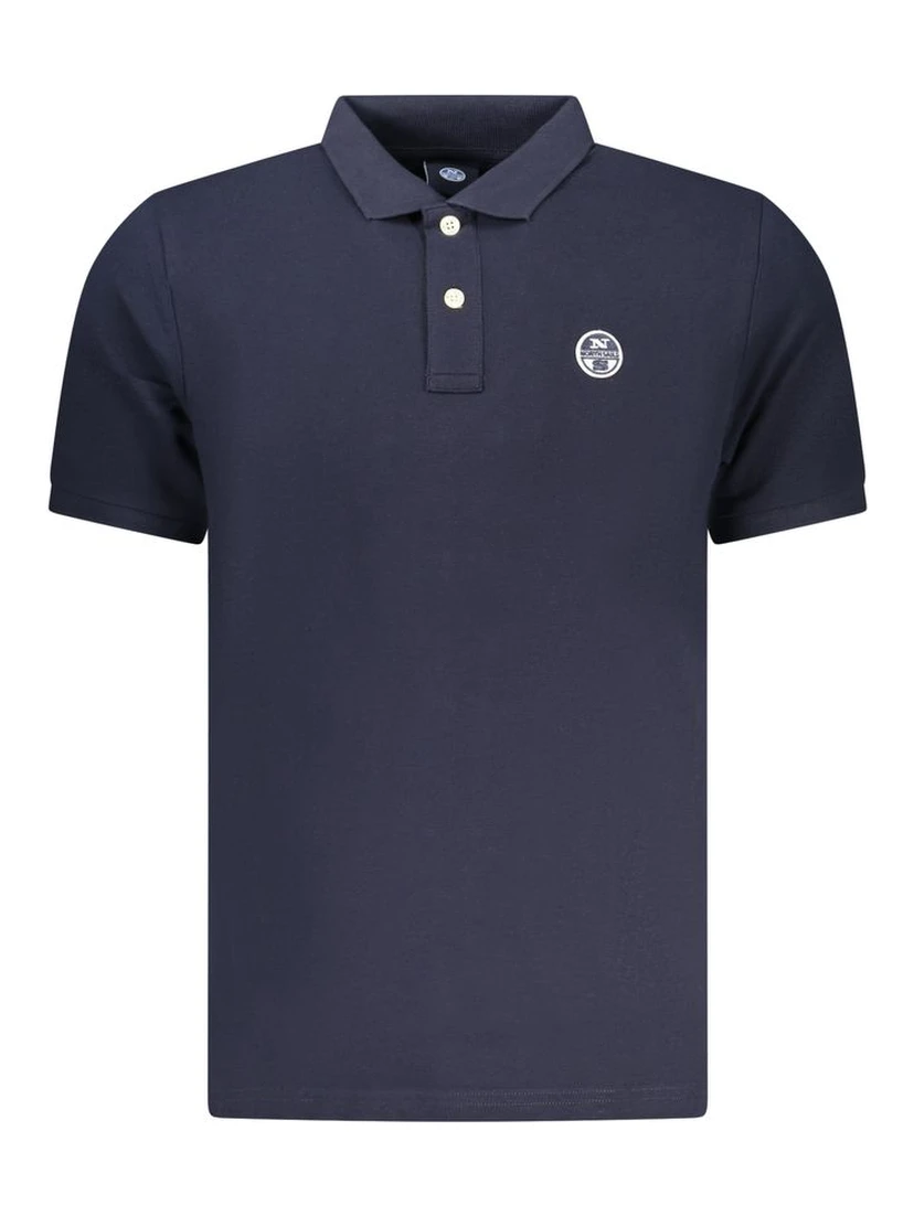 Blue Cotton Men Polo Shirt