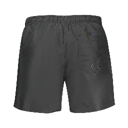 Black Polyester Men's Swim Boxer