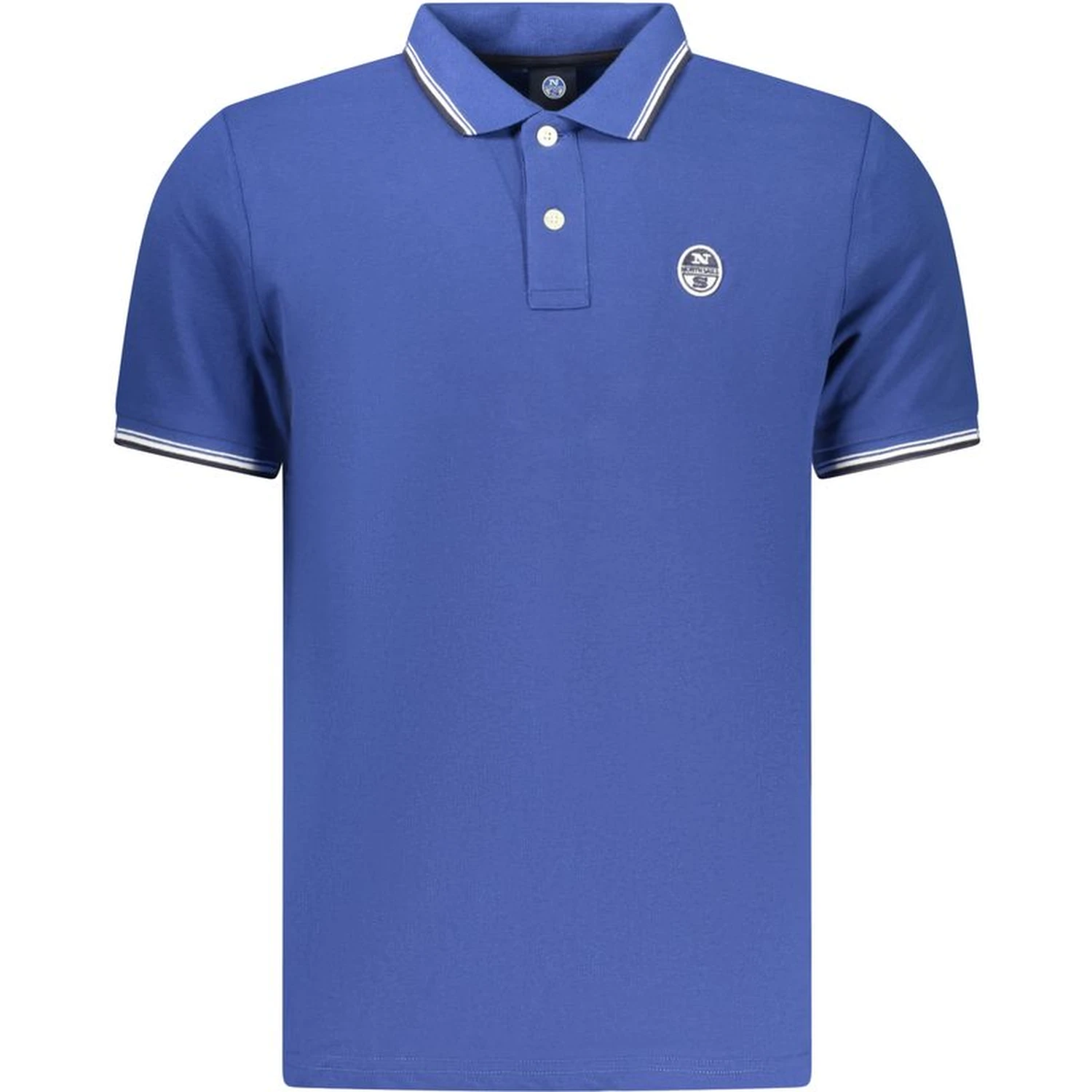 Blue Cotton Men Polo Shirt