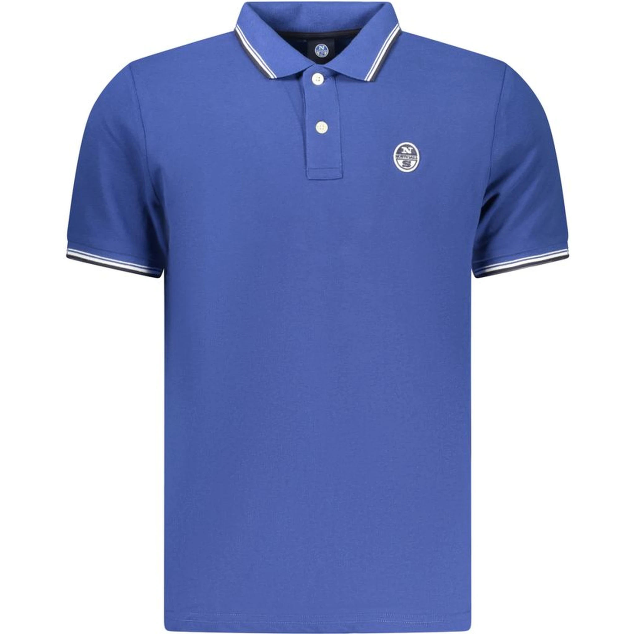 Blue Cotton Men Polo Shirt