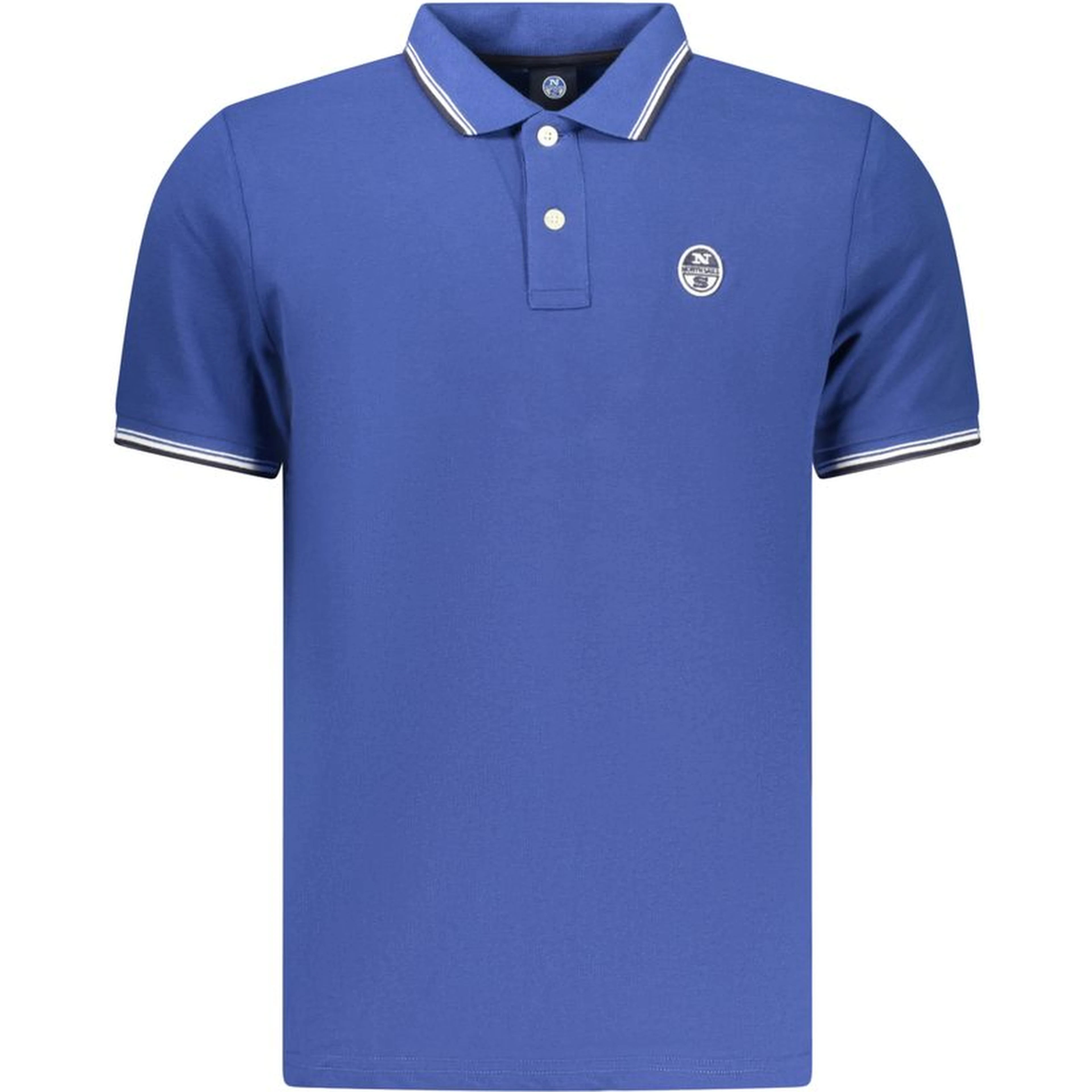 Blue Cotton Men Polo Shirt