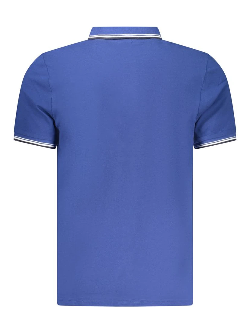 Blue Cotton Men Polo Shirt