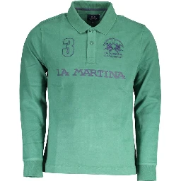 Green Cotton Men Polo Shirt