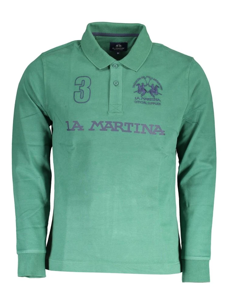 Green Cotton Men Polo Shirt