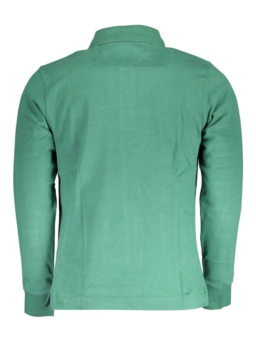 Green Cotton Men Polo Shirt