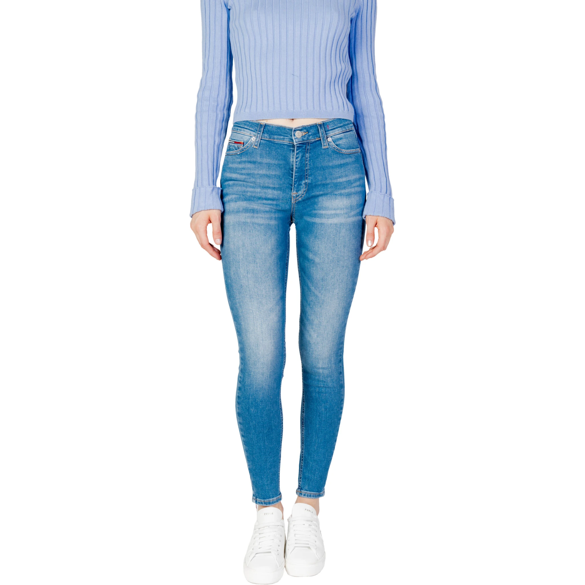 Light Blue Cotton Skinny Jeans