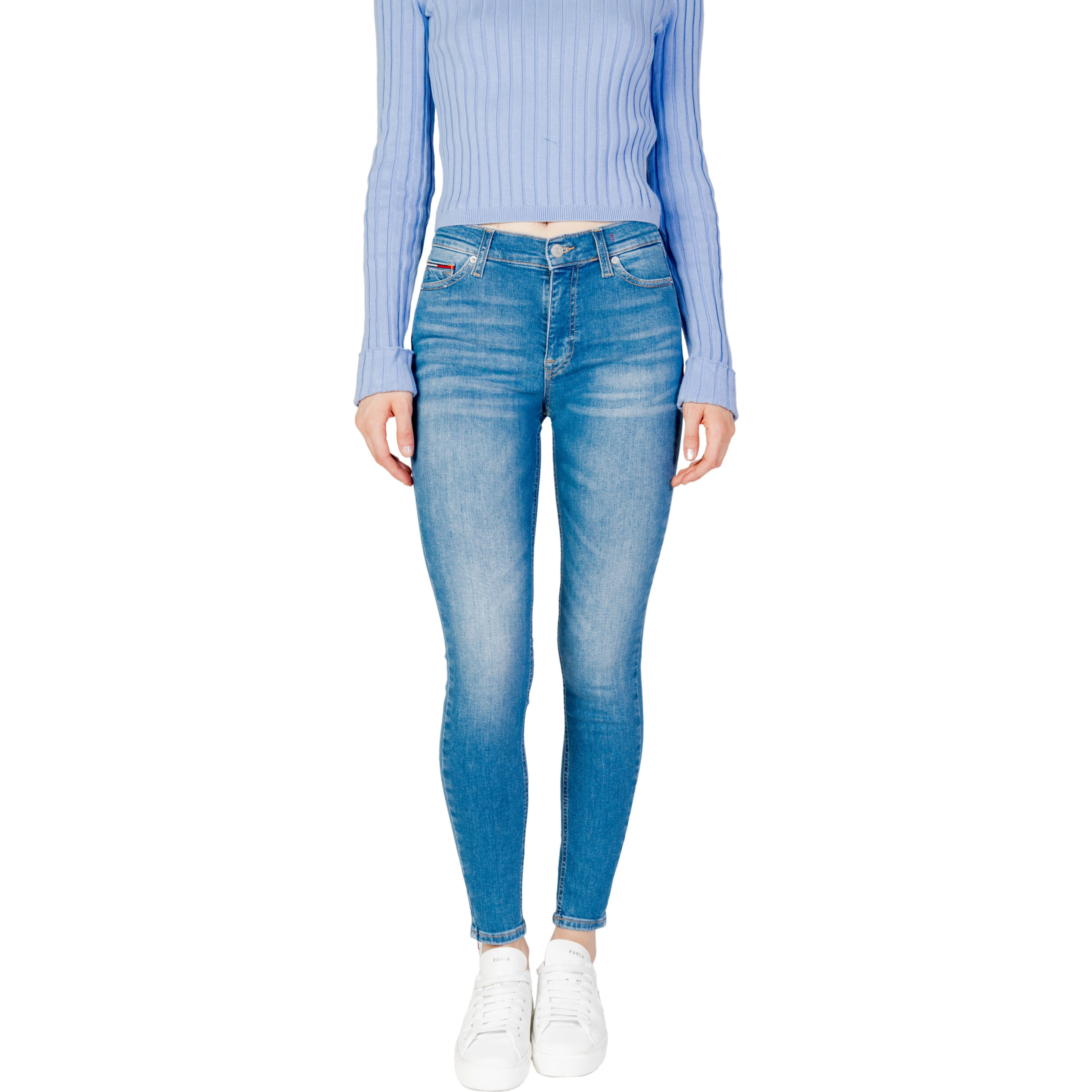 Light Blue Cotton Skinny Jeans