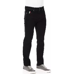 Black Cotton Straight-Leg Jeans