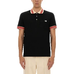COTTON PIQUE POLO SHIRT WITH "VLOGO" PATCH