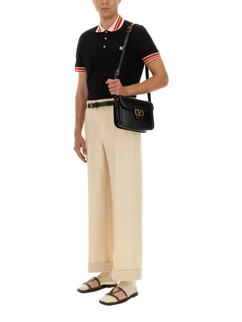 COTTON PIQUE POLO SHIRT WITH "VLOGO" PATCH