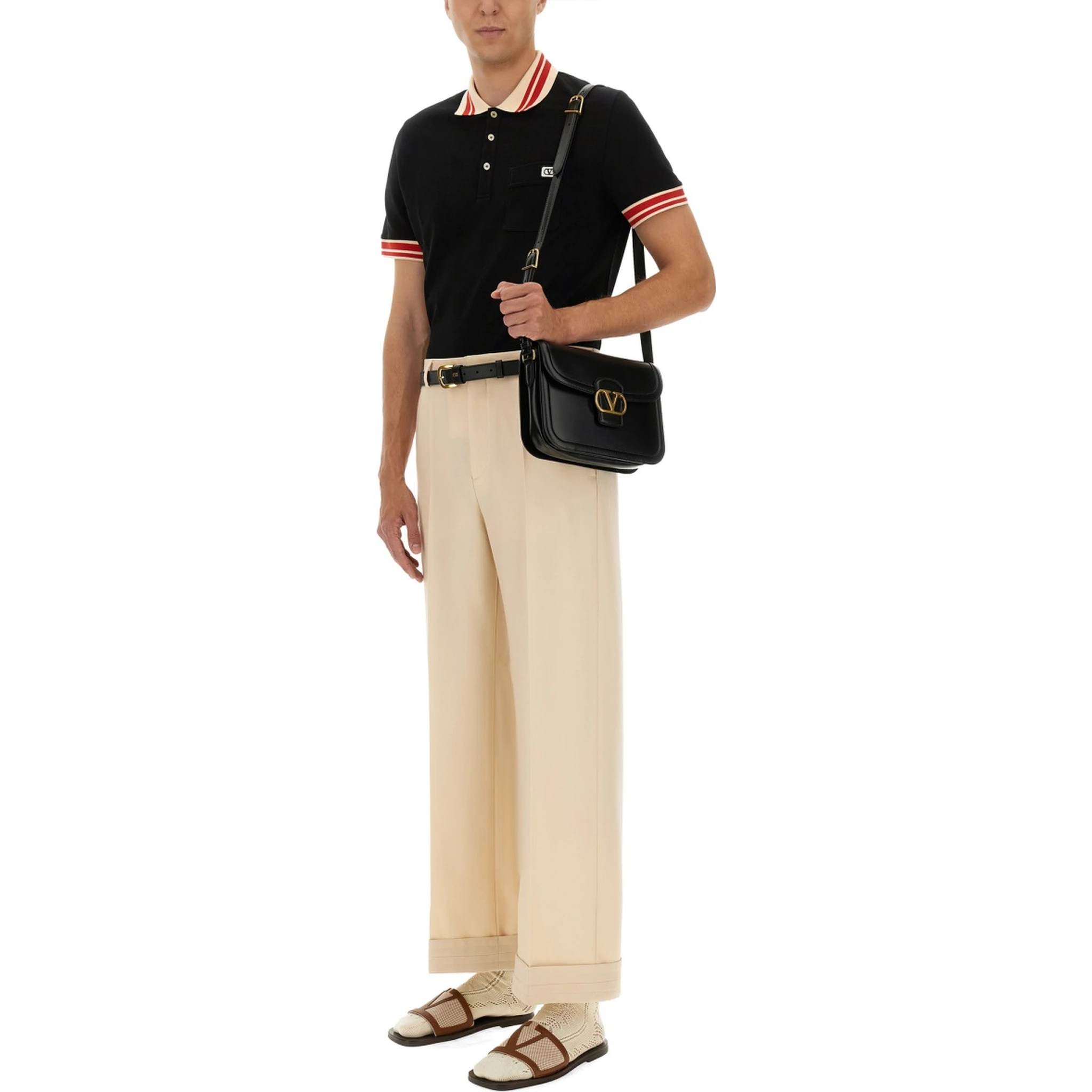 COTTON PIQUE POLO SHIRT WITH "VLOGO" PATCH