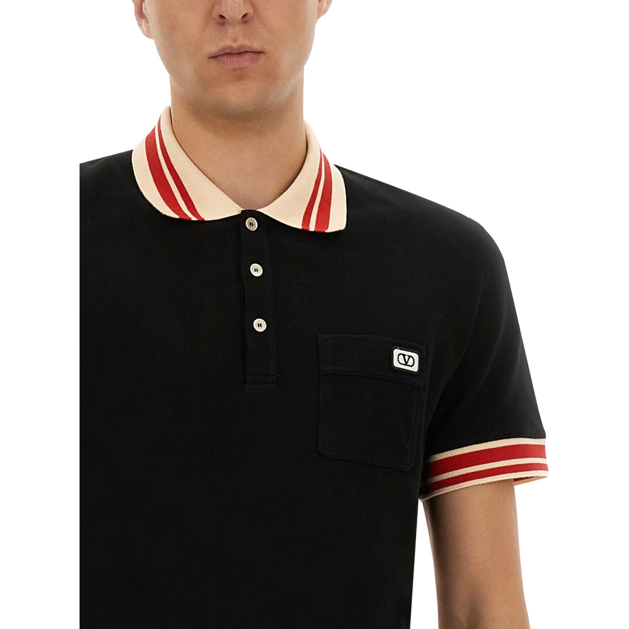 COTTON PIQUE POLO SHIRT WITH "VLOGO" PATCH