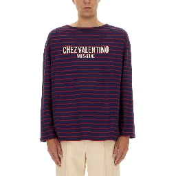 LONG SLEEVE T-SHIRT WITH "CHEZ VALENTINO" PRINT
