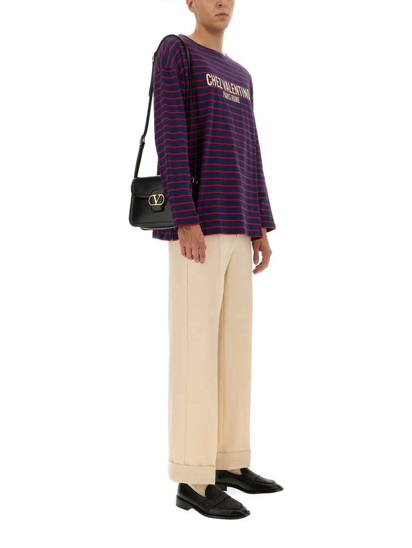 LONG SLEEVE T-SHIRT WITH "CHEZ VALENTINO" PRINT