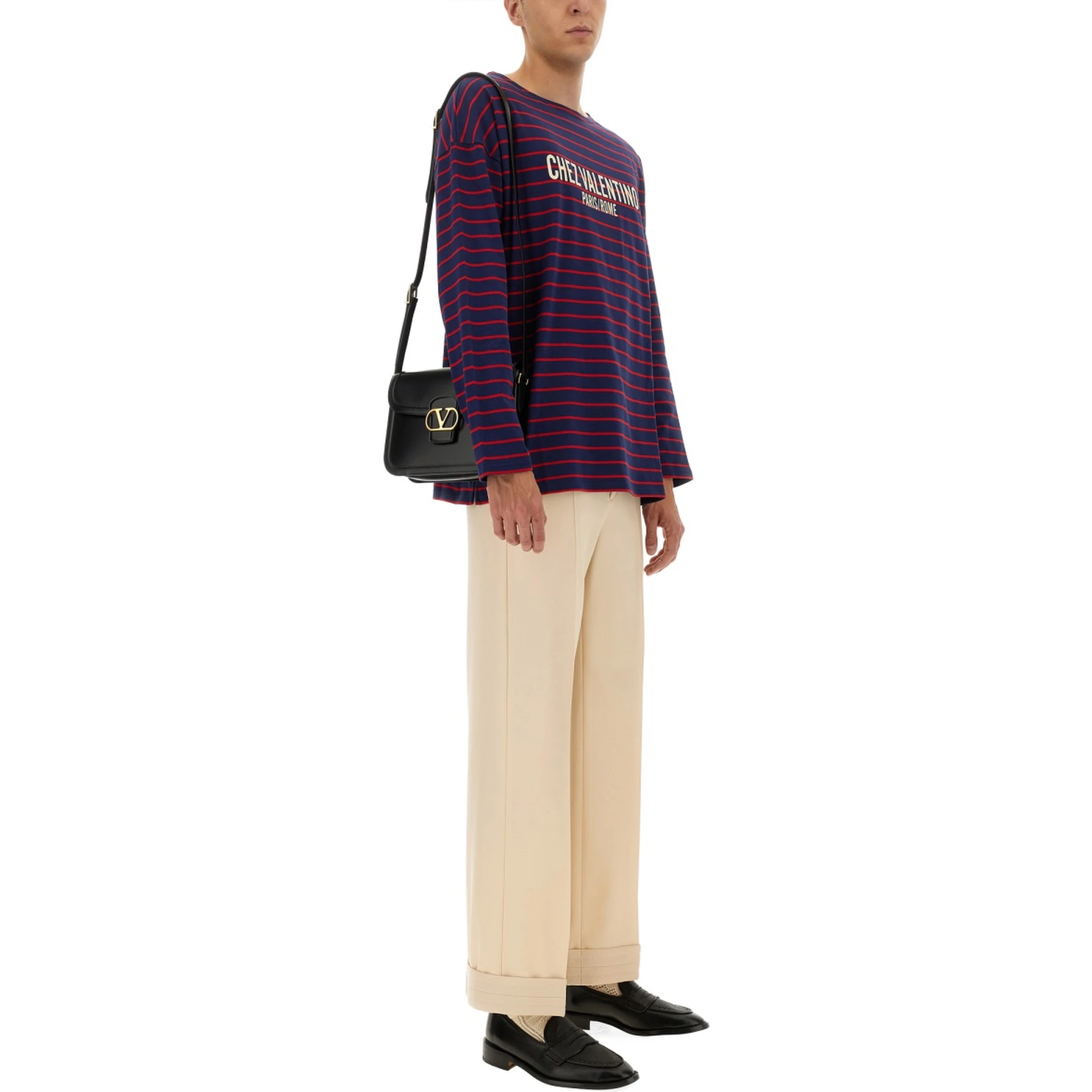 LONG SLEEVE T-SHIRT WITH "CHEZ VALENTINO" PRINT