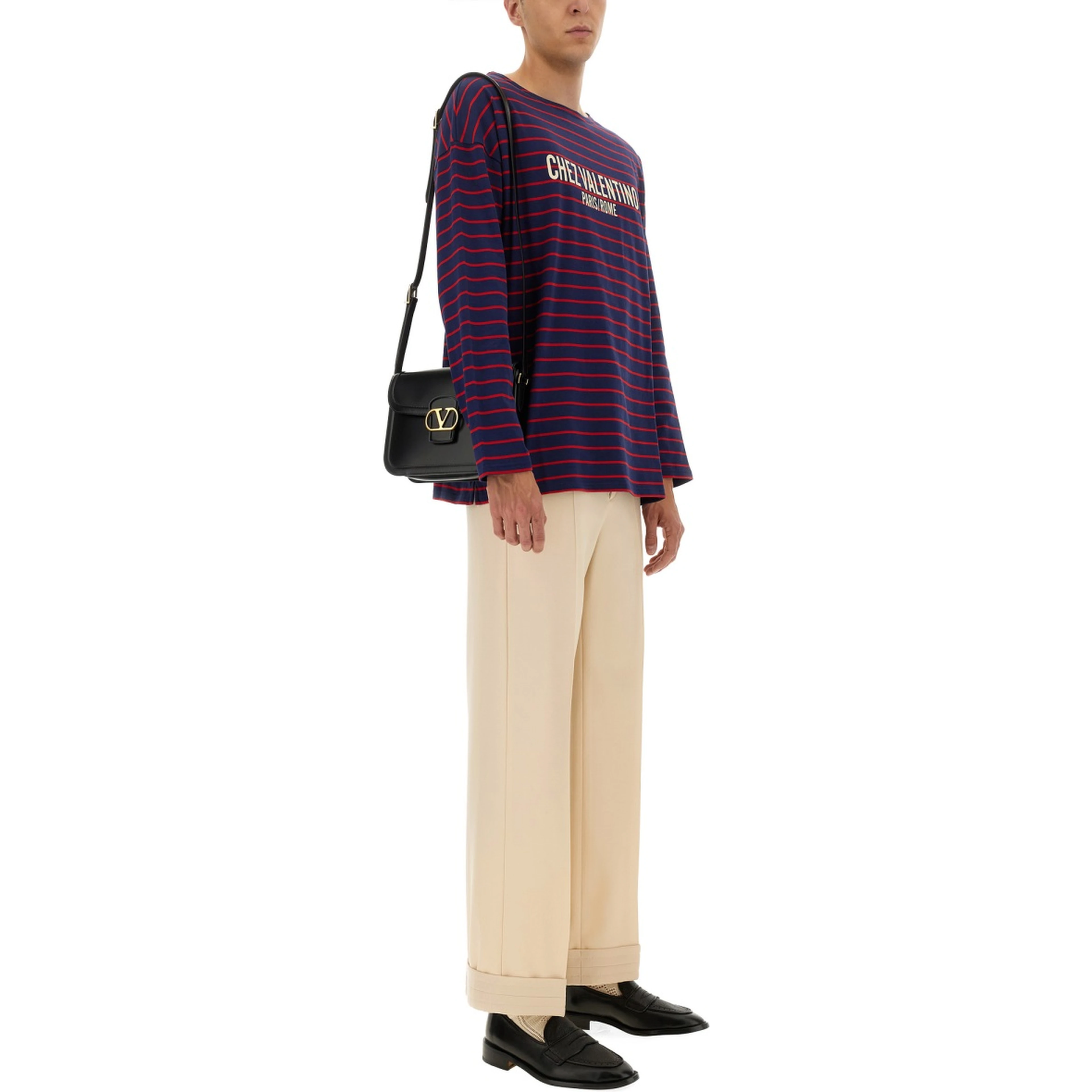 LONG SLEEVE T-SHIRT WITH "CHEZ VALENTINO" PRINT