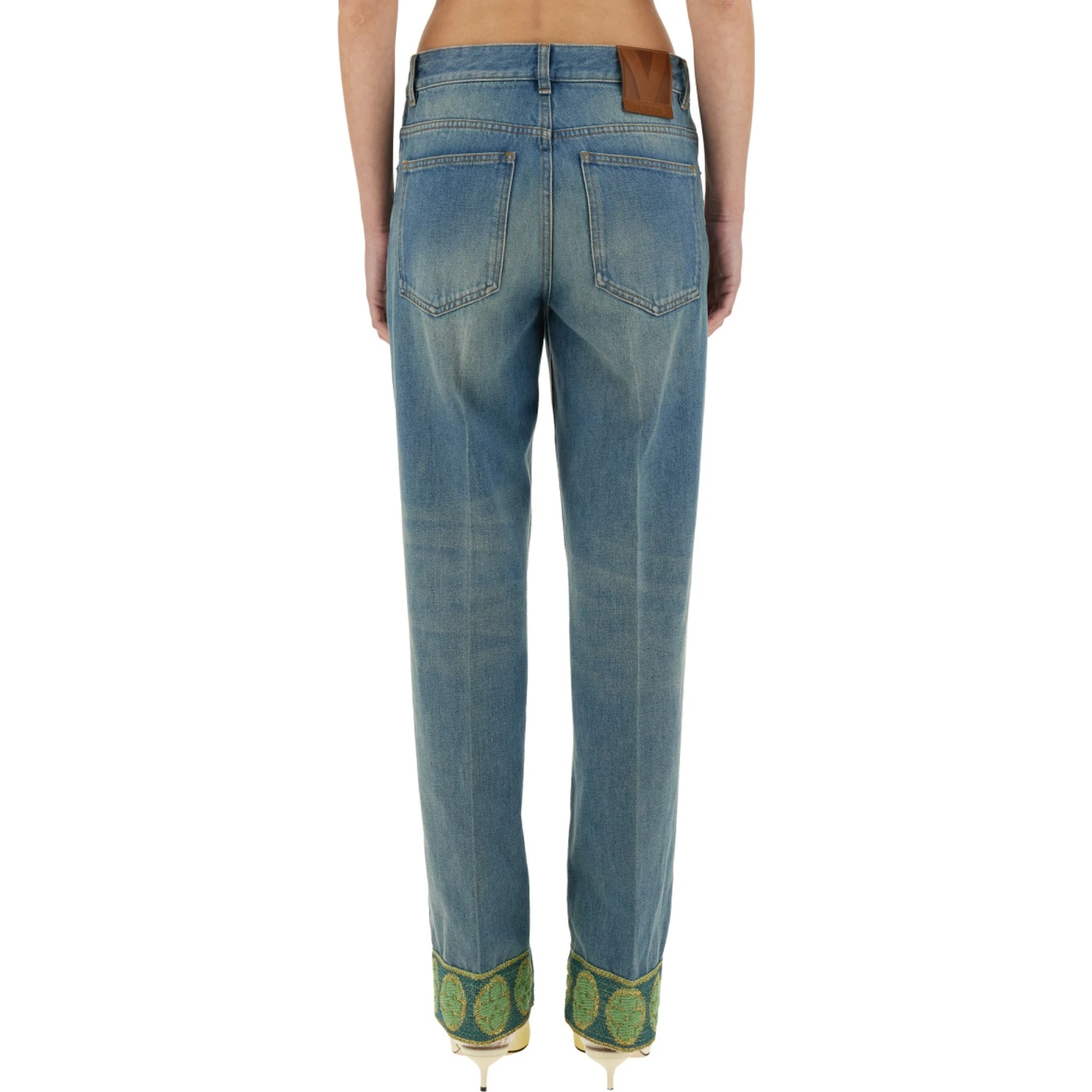 DENIM PANTS WITH JACQUARD EDGES