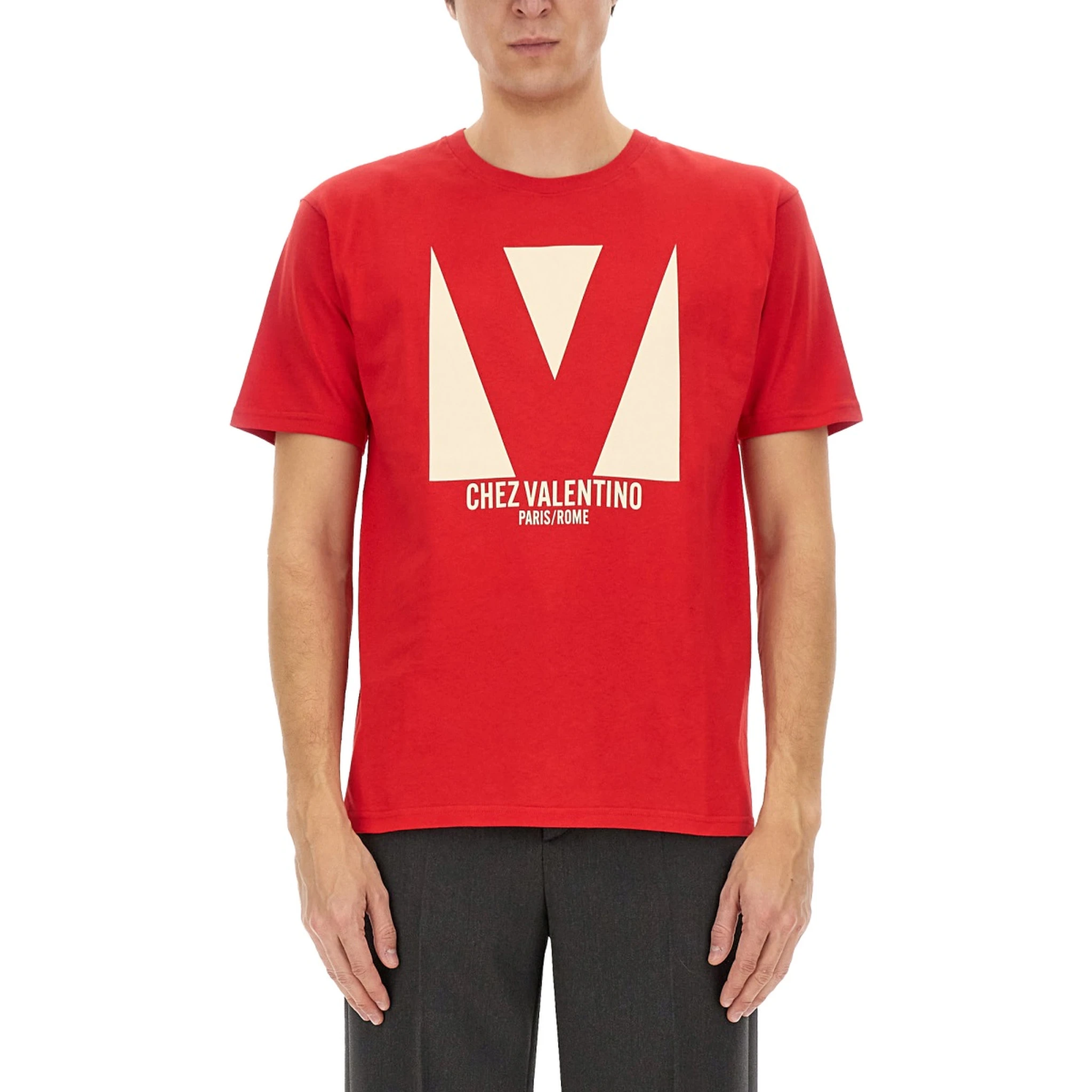 COTTON T-SHIRT WITH "CHEZ VALENTINO" PRINT
