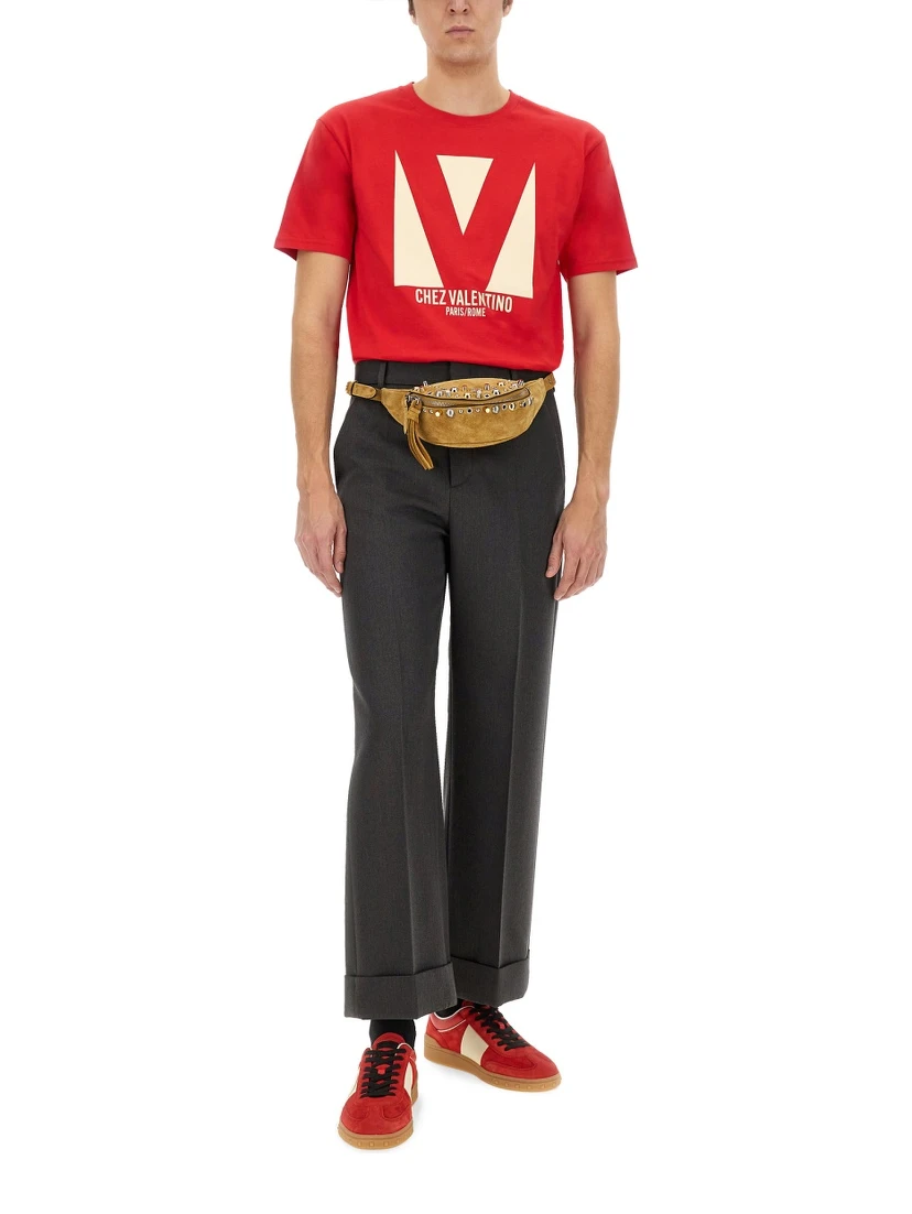 COTTON T-SHIRT WITH "CHEZ VALENTINO" PRINT