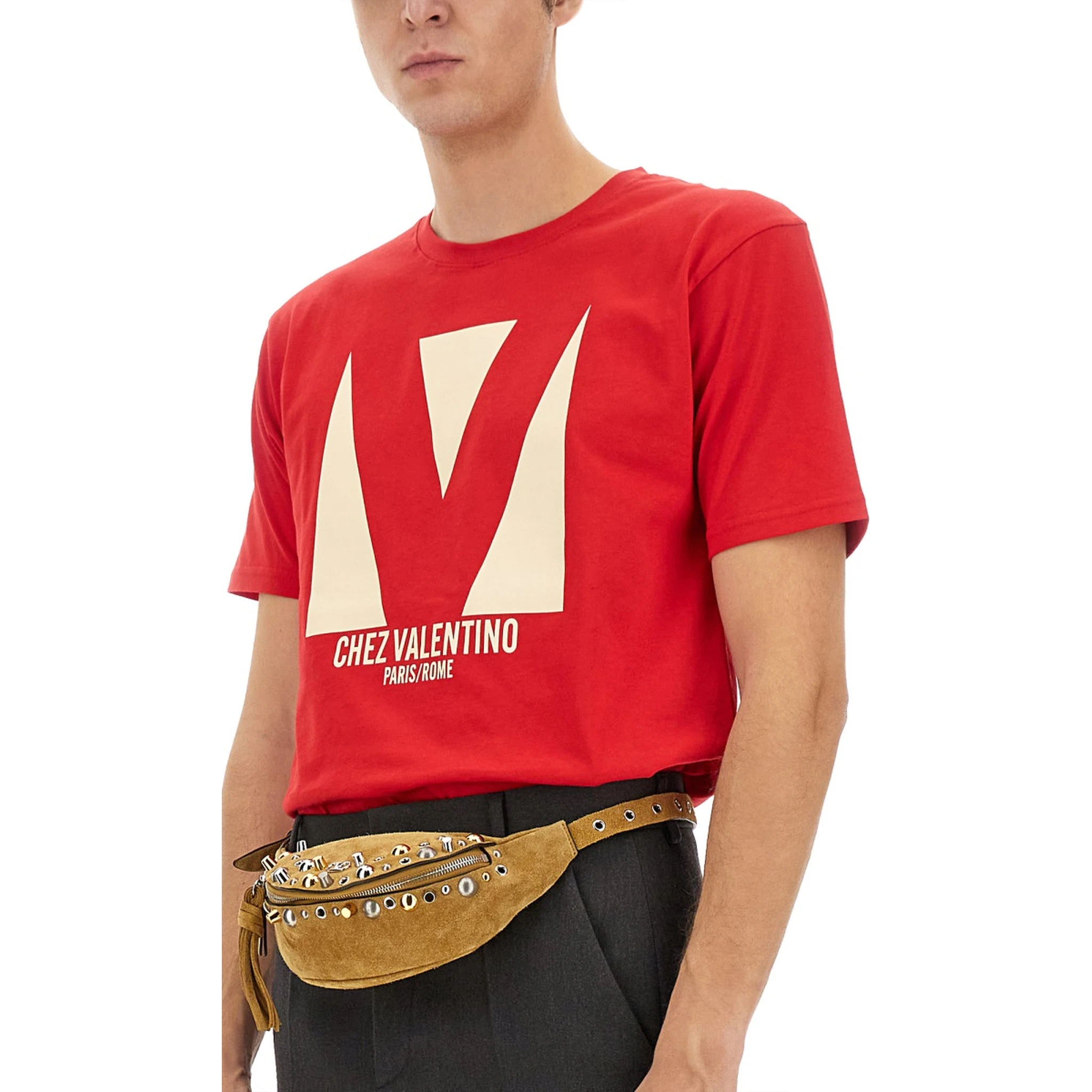 COTTON T-SHIRT WITH "CHEZ VALENTINO" PRINT