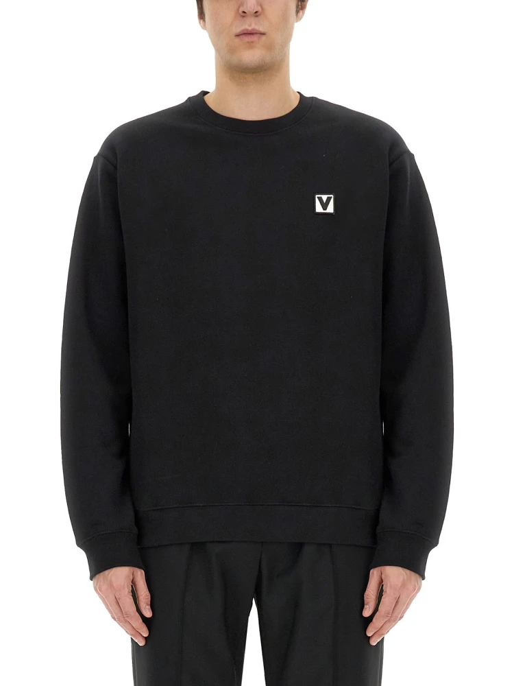 COTTON CREWNECK SWEATSHIRT WITH "CHEZ VALENTINO" PATCH