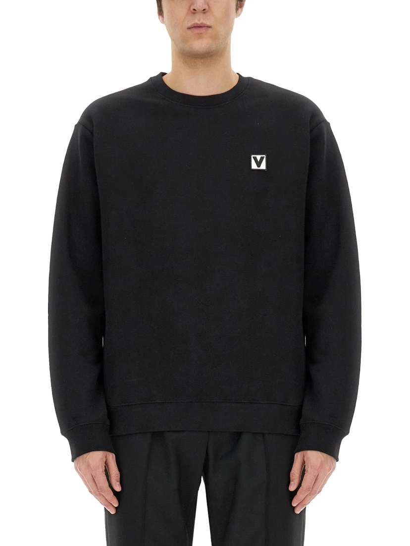 COTTON CREWNECK SWEATSHIRT WITH "CHEZ VALENTINO" PATCH