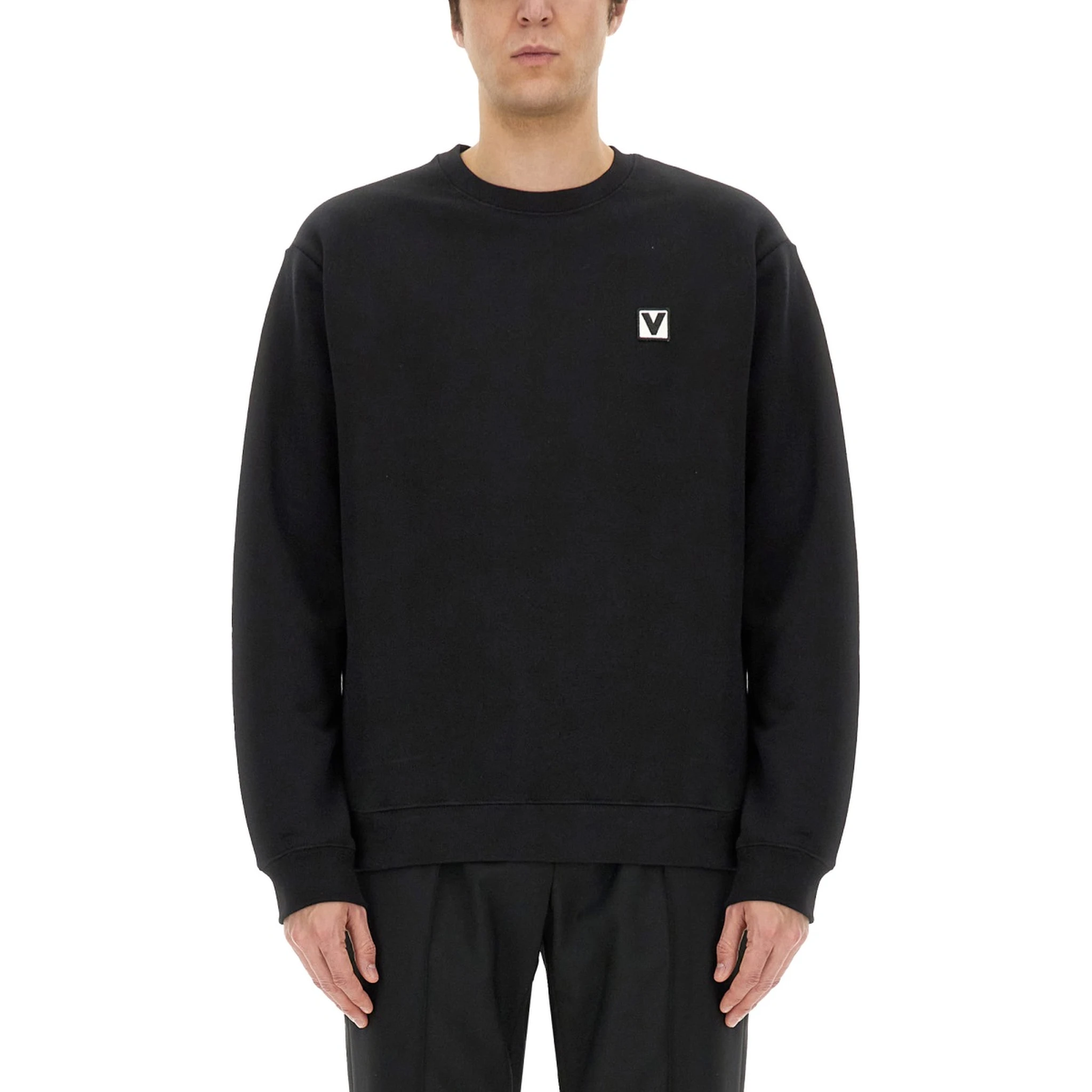 COTTON CREWNECK SWEATSHIRT WITH "CHEZ VALENTINO" PATCH