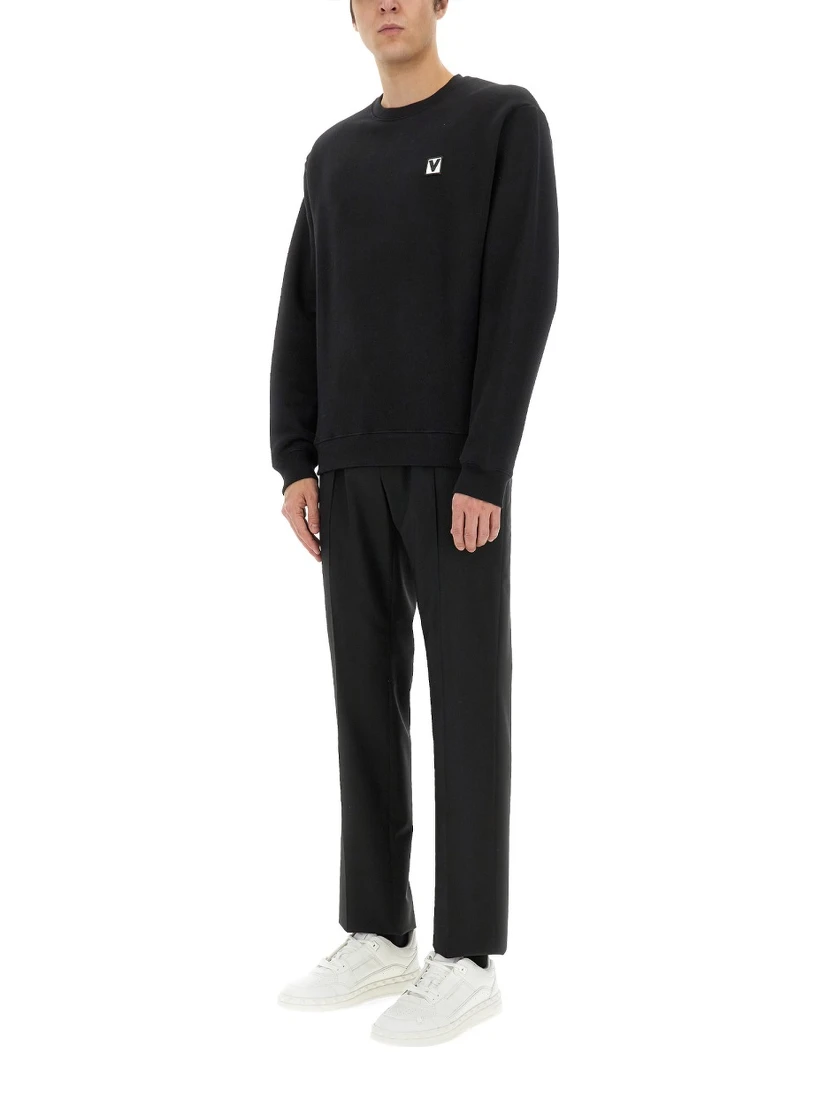 COTTON CREWNECK SWEATSHIRT WITH "CHEZ VALENTINO" PATCH