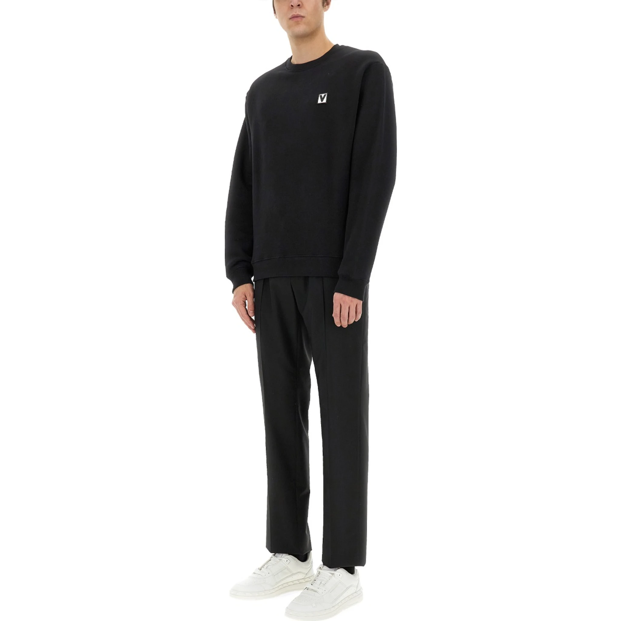 COTTON CREWNECK SWEATSHIRT WITH "CHEZ VALENTINO" PATCH
