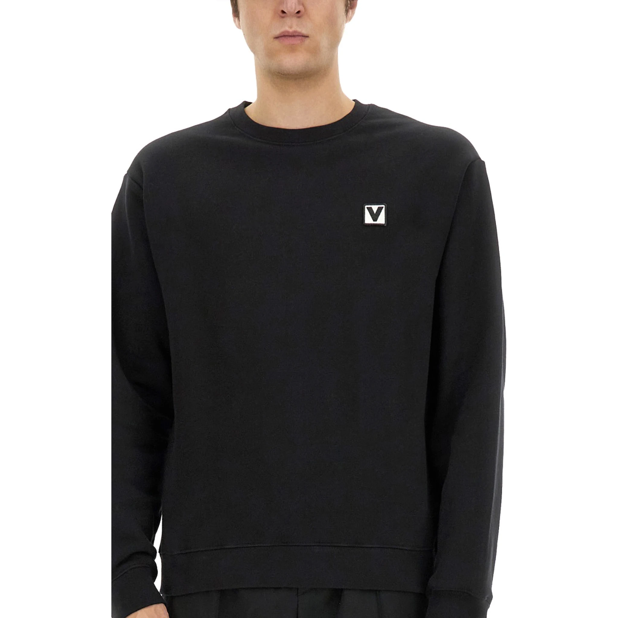 COTTON CREWNECK SWEATSHIRT WITH "CHEZ VALENTINO" PATCH