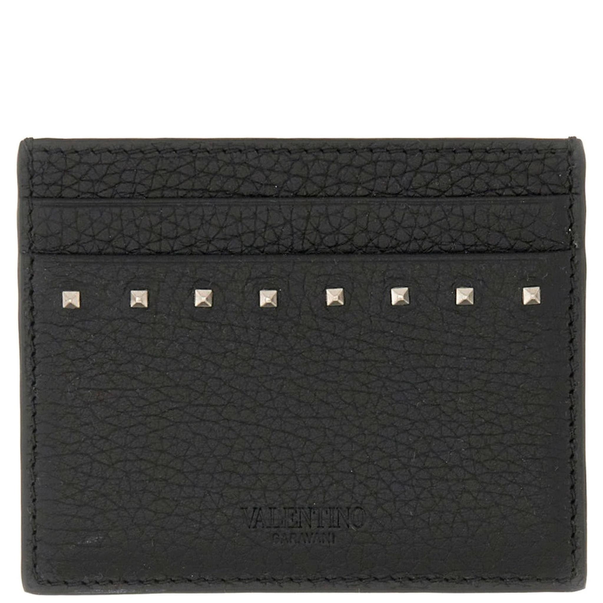 GARNET CALFSKIN "ROCKSTUD" CARD HOLDER