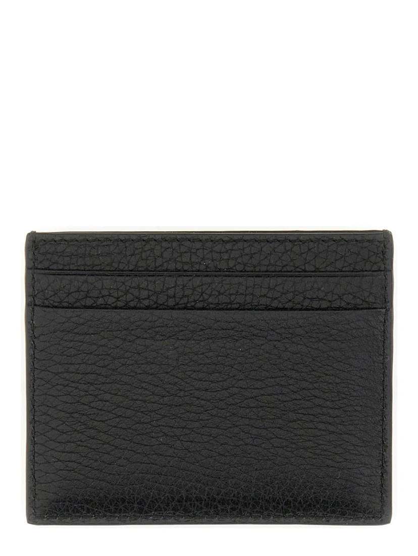 GARNET CALFSKIN "ROCKSTUD" CARD HOLDER