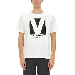 COTTON T-SHIRT WITH "CHEZ VALENTINO" PRINT