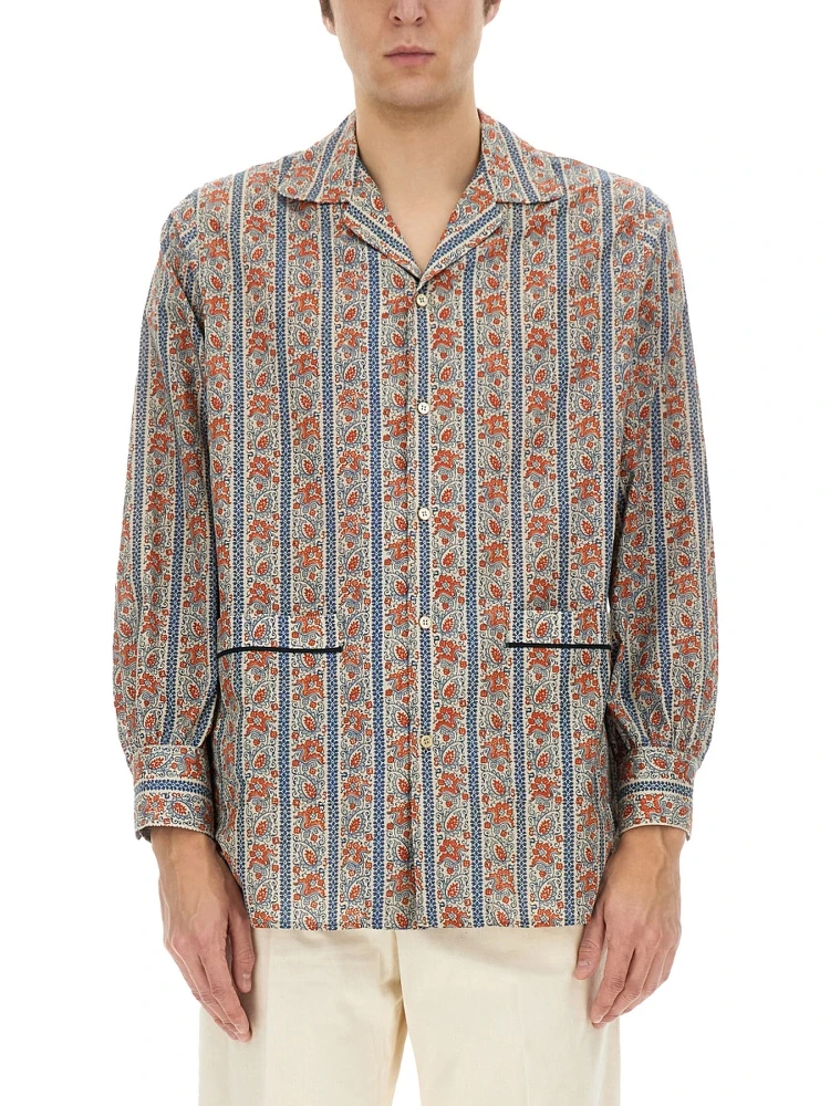 PAJAMA SHIRT WITH "VOYAGE IMAGINAIRE" PRINT