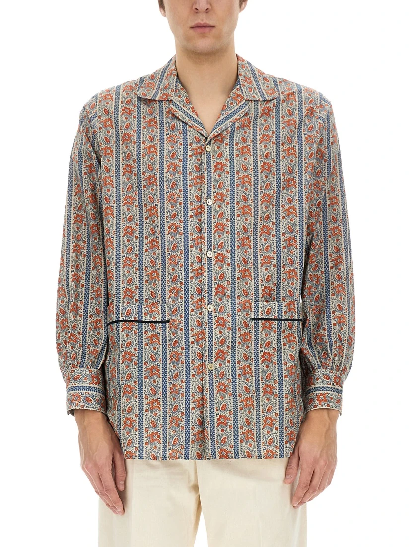 PAJAMA SHIRT WITH "VOYAGE IMAGINAIRE" PRINT