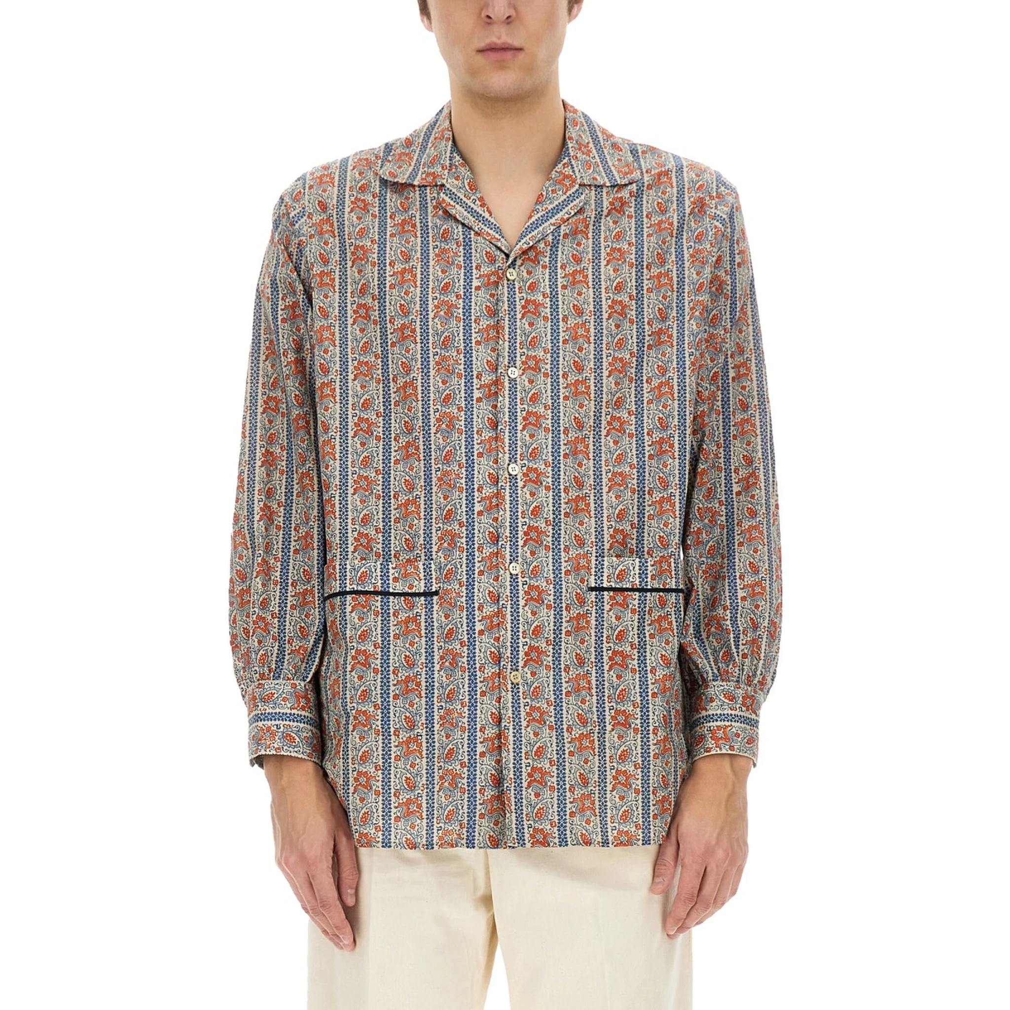 PAJAMA SHIRT WITH "VOYAGE IMAGINAIRE" PRINT