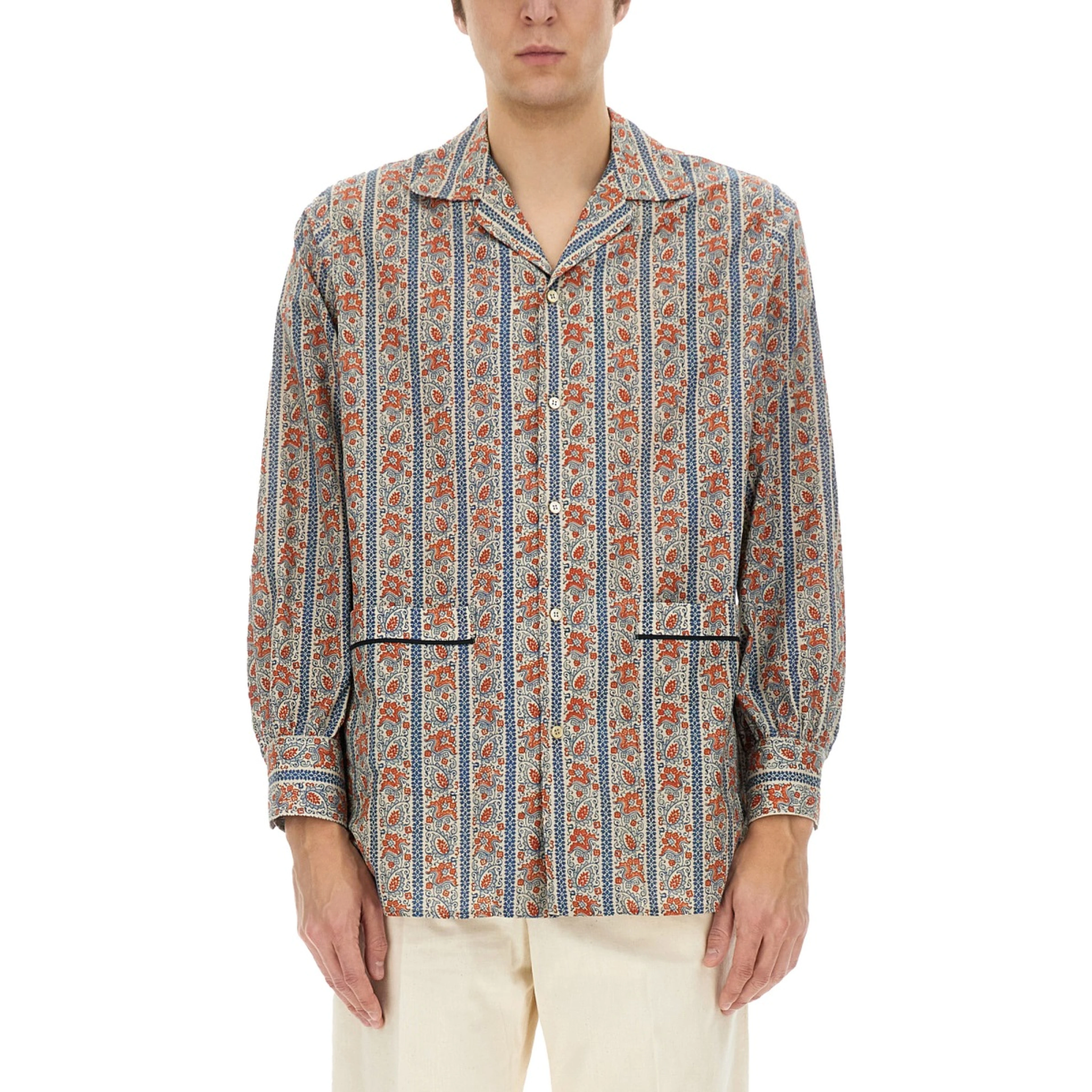PAJAMA SHIRT WITH "VOYAGE IMAGINAIRE" PRINT