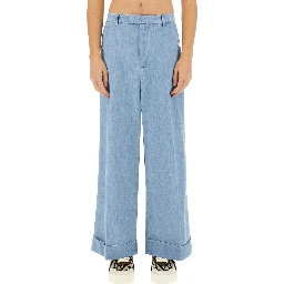 DENIM PANTS WITH LAPELS